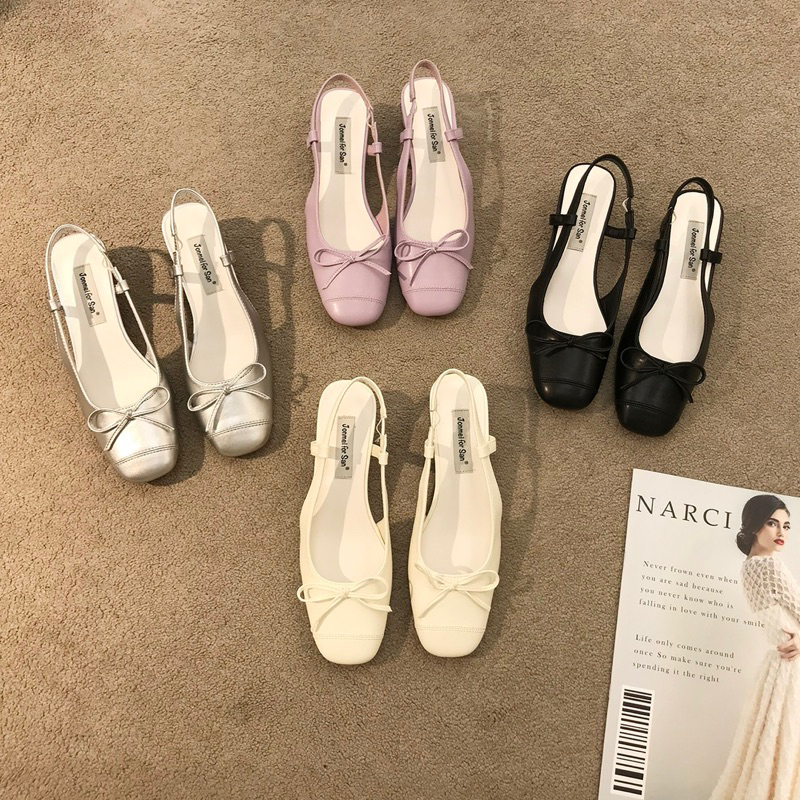 slingback phối nơ mũi tròn nhẹ nhàng mùa thu 2023