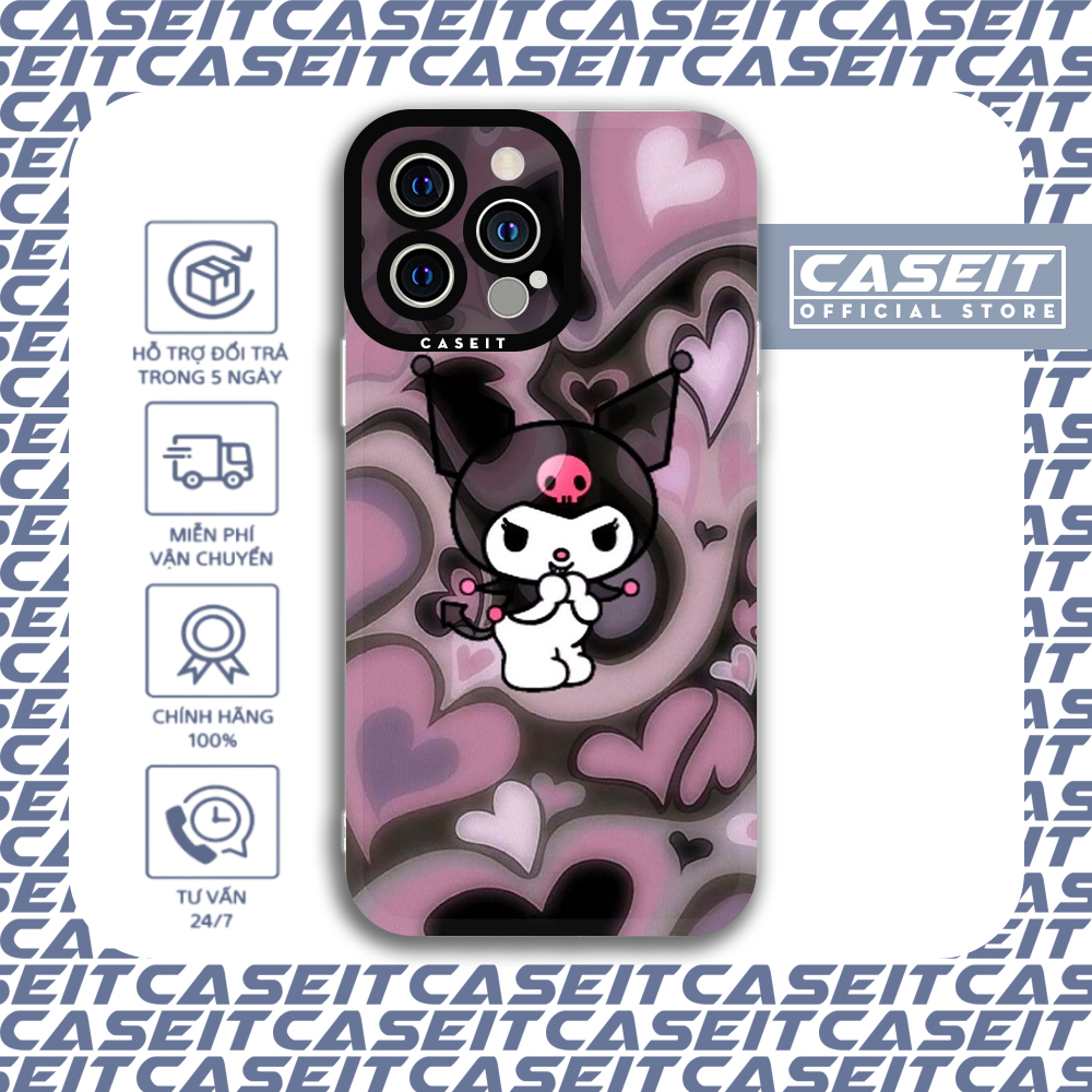 Ốp lưng iphone cạnh vuông Caseit Kuromi Sanrio cute aesthetic 8/8plus/x/xs/11/12/13/14/pro/max/plus/promax