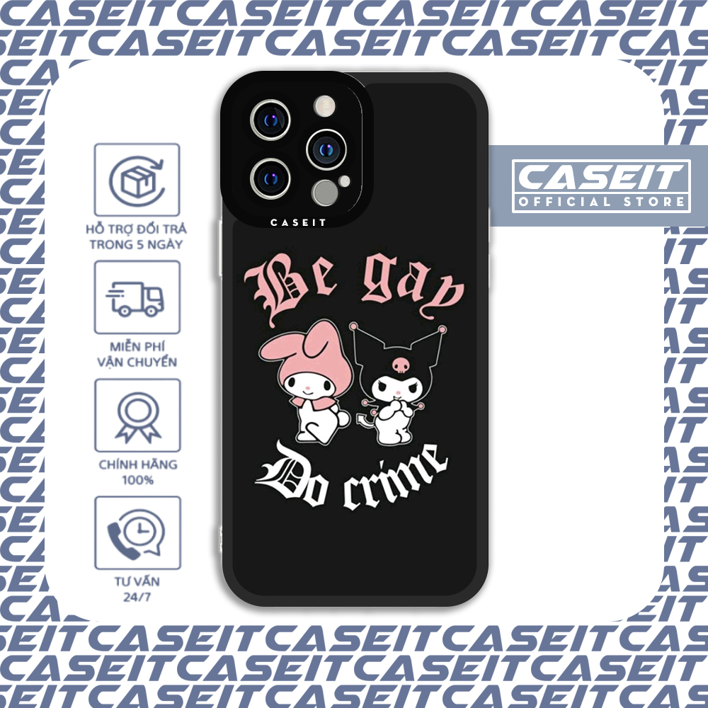 Ốp lưng iphone cạnh vuông Caseit Kuromi Sanrio cute aesthetic 8/8plus/x/xs/11/12/13/14/pro/max/plus/promax