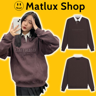 [BEST QUALITY] Áo polo dài tay Fear Of God FOG Essentials Waffle Knit Plum cao cấp, Áo sweater Essentials chất vải len