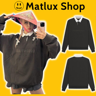 [BEST QUALITY] Áo polo dài tay Fear Of God FOG Essentials Waffle Knit Off Black cao cấp, Áo sweater Essentials chất len