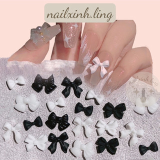 Charm nơ nhựa trắng đen -r3, charm nơ đính móng nhiều kiểu phụ kiện nail