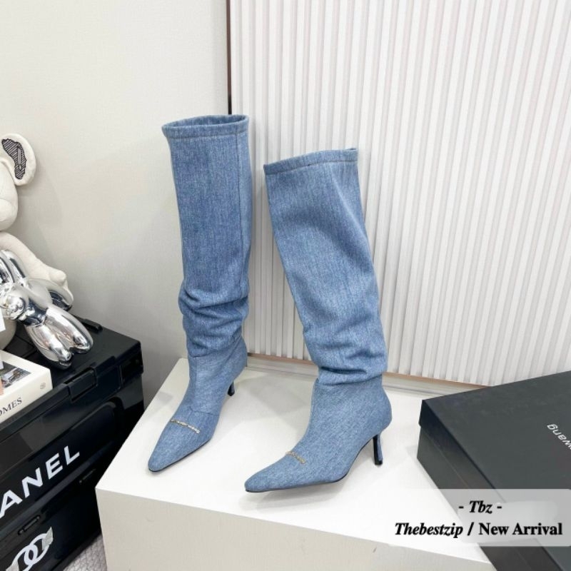 Boot denim Ale.xan.derW cao 6cm sẵn 2 màu hàng QC cao cấp fullbox | Hàng loại 1