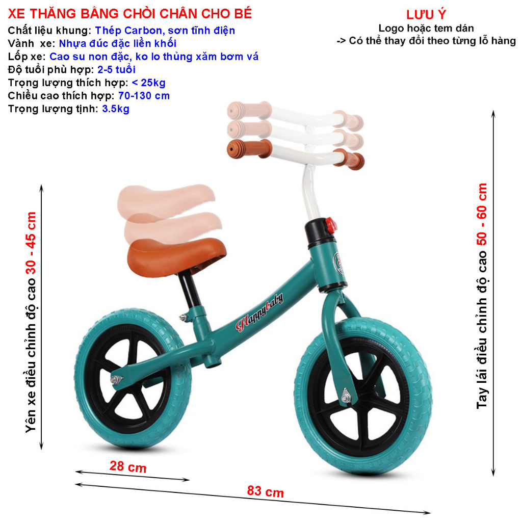 Xe chòi chân thăng bằng khung cong tải trọng 30kg cho bé 2-5 tuổi