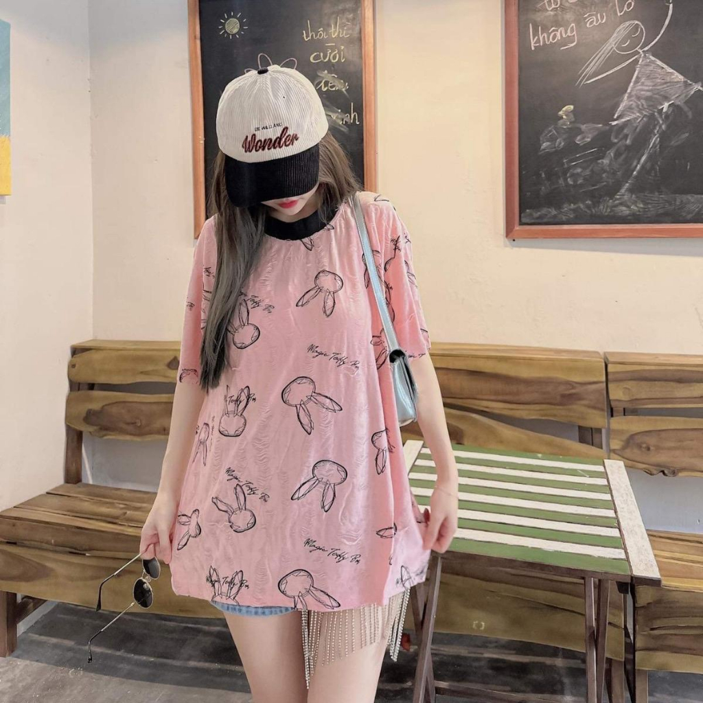 Áo thun Vải Xước - Chữ & Thỏ Vải Xước