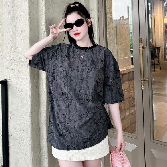 Áo thun Vải Xước - Chữ & Thỏ Vải Xước