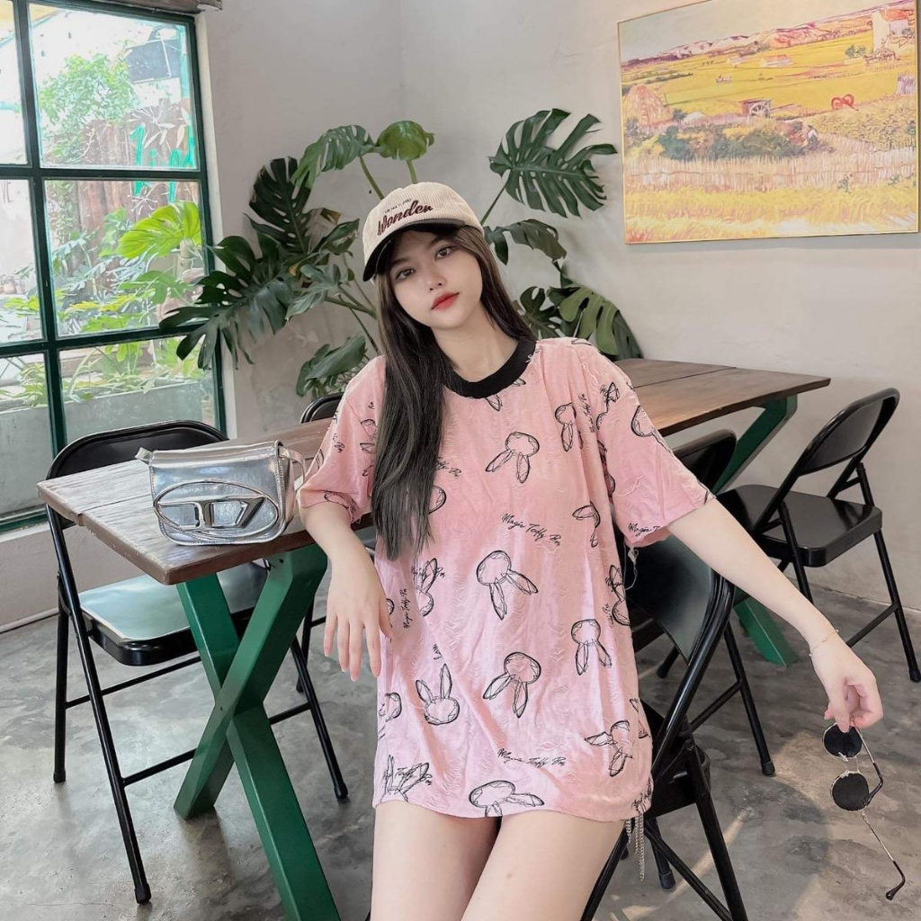 Áo thun Vải Xước - Chữ & Thỏ Vải Xước