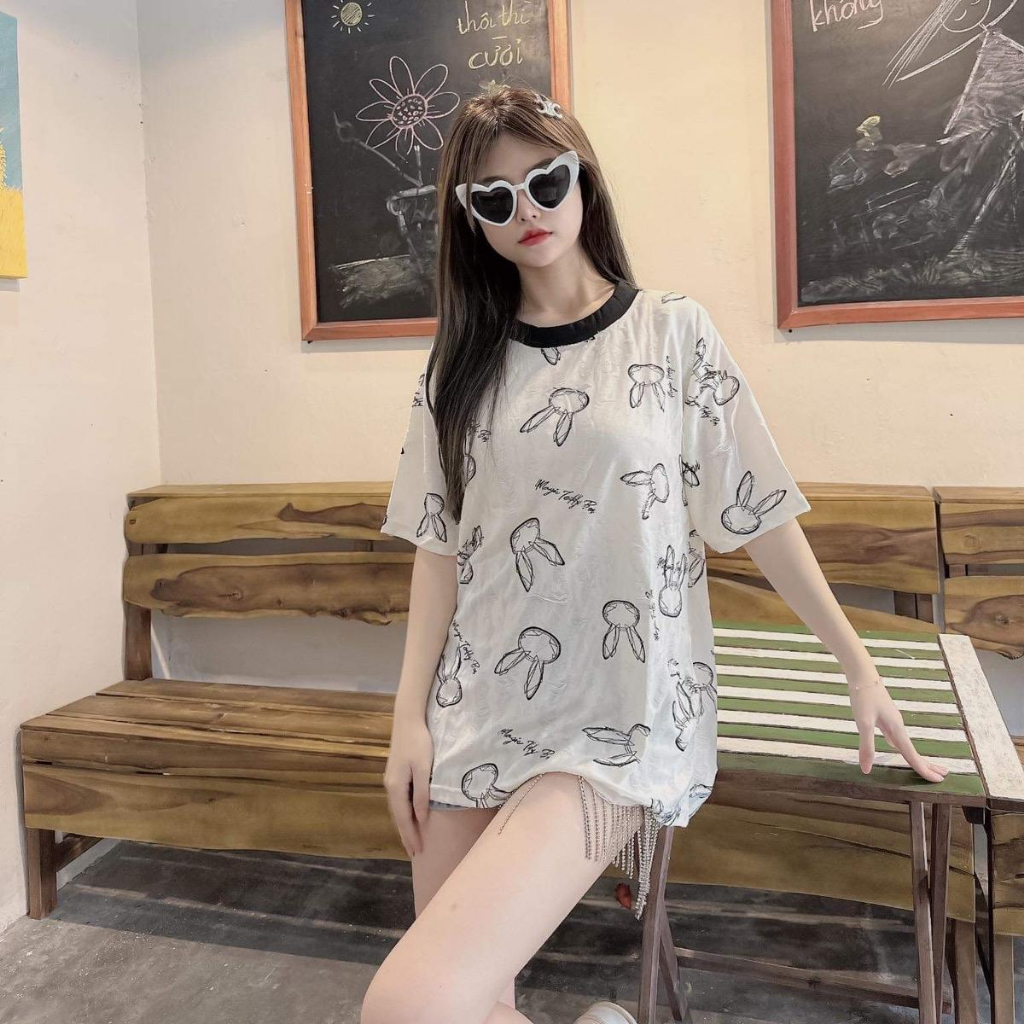 Áo thun Vải Xước - Chữ & Thỏ Vải Xước