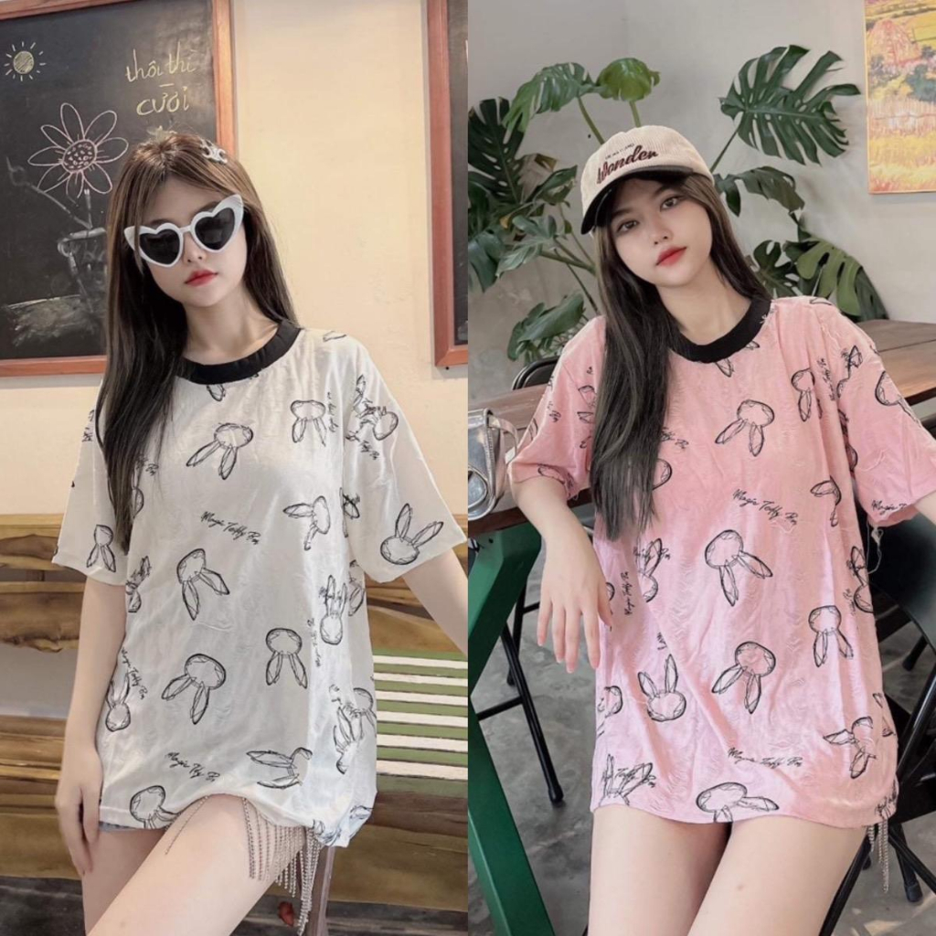 Áo thun Vải Xước - Chữ & Thỏ Vải Xước