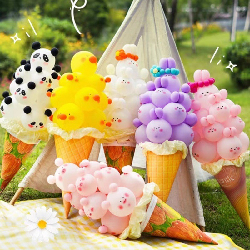 Combo Kem ốc quế bóng bay hot trên mạng, kem bong bóng khổng lồ - Booshopdecor