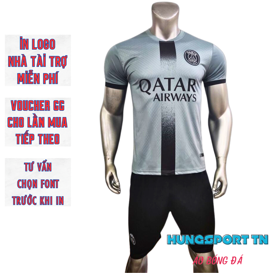Quần áo bóng đá, đồ đá banh in tên, thun lạnh, PSG trắng hồng, in logo miễn phí HUNGSPORT TN