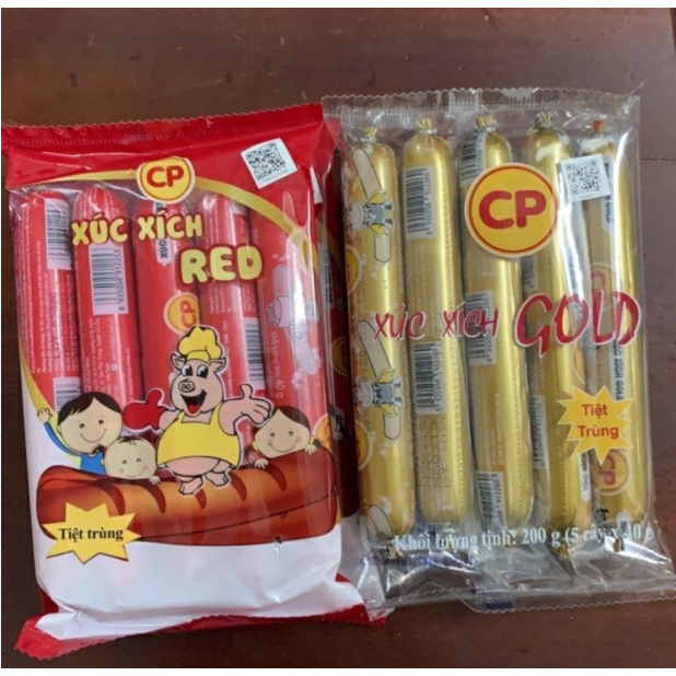2 Gói Xúc xích tiệt trùng ăn liền CP Red 200g vị heo/bò