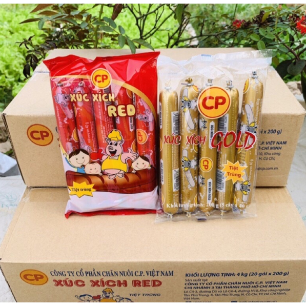 2 Gói Xúc xích tiệt trùng ăn liền CP Red 200g vị heo/bò