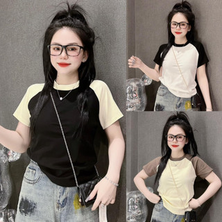 Áo thun nữ phom ôm raglan trơn