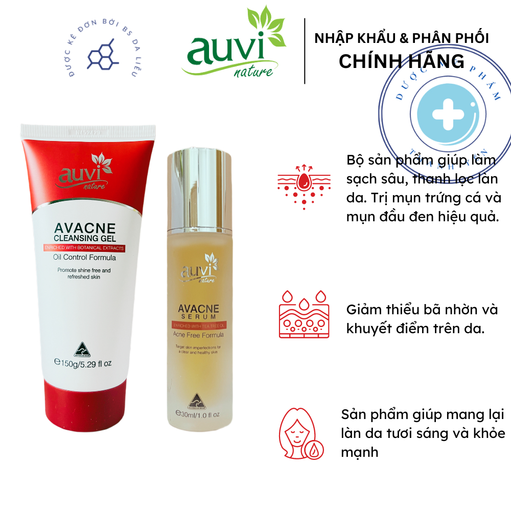 [Combo chăm sóc da mụn] Sữa rửa mặt Avacne 150g + Serum giảm mụn Avacne 30ml