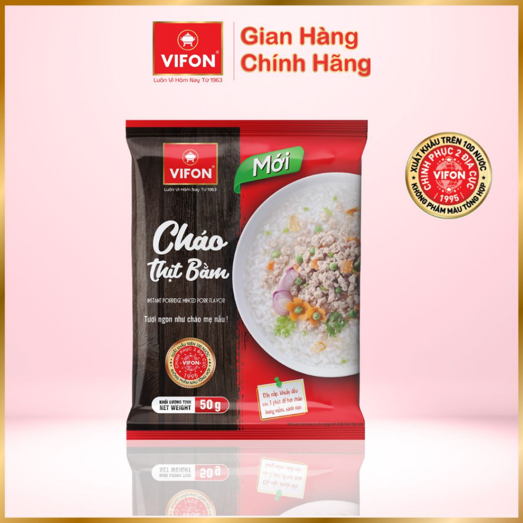 Thùng 50 gói Cháo Thịt Bằm/Gà/Cá VIFON 50gr / Gói