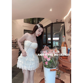 Đầm cúp ngực đan dây eo ren tầng