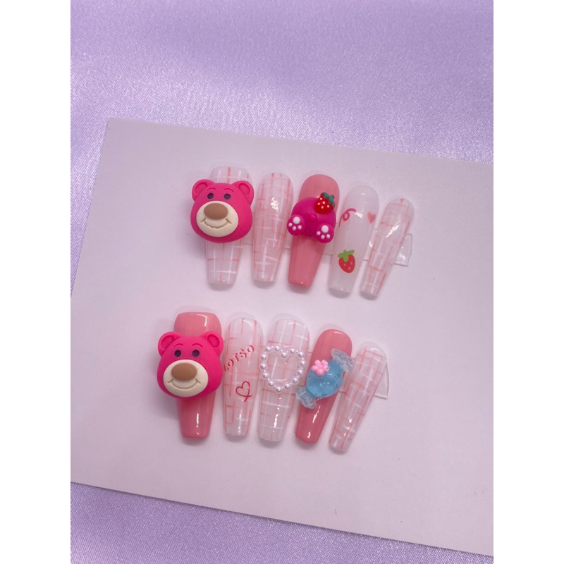 GD08 Nail box thiết kế Hình gấu dâu đáng yêu