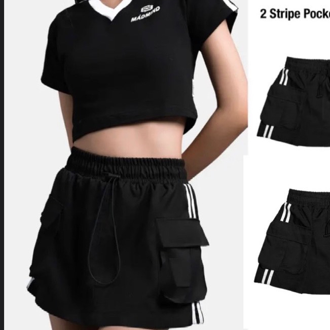 Chân Váy 2 Sọc Có Túi Hộp 2 Stripe Pocket. Chân Váy Có Quần Bảo Hộ