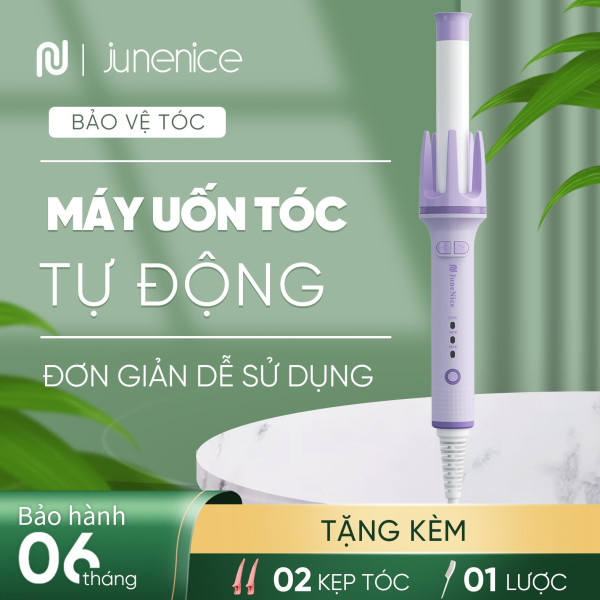 Máy uốn tóc tự động lõi uốn 28mm JuneNice với màu tím chung thuỷ xinh mới ra mắt tay cầm chắc chắn tạo lọn đơn giản
