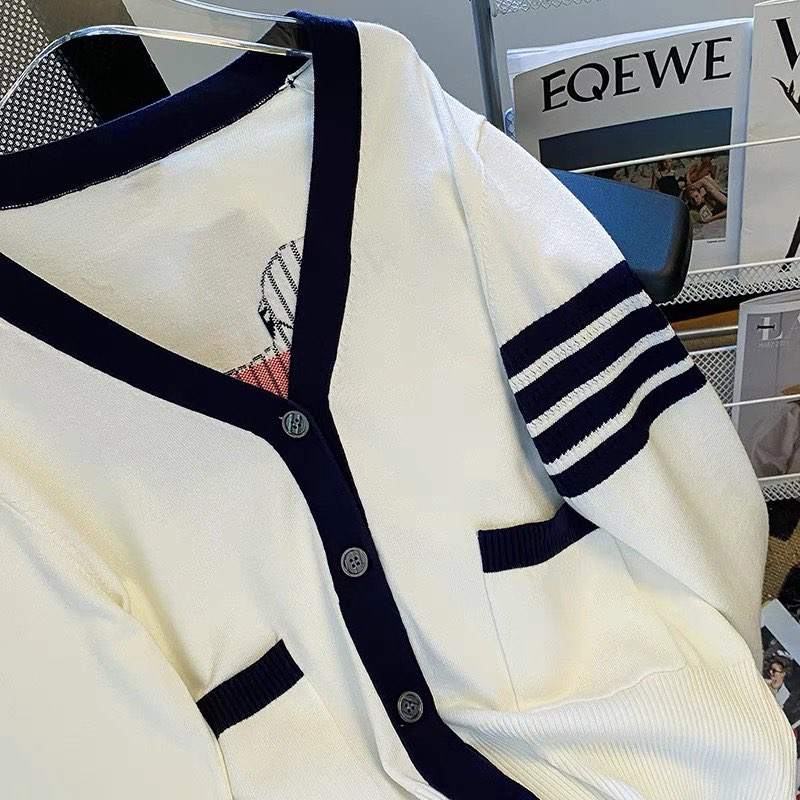 Áo Cardigan Thom Broww 4 Vạch Kẻ Tay💕Áo Khoác Ngoài Chất Len Tăm Dày Dặn Dáng Rộng Unisex