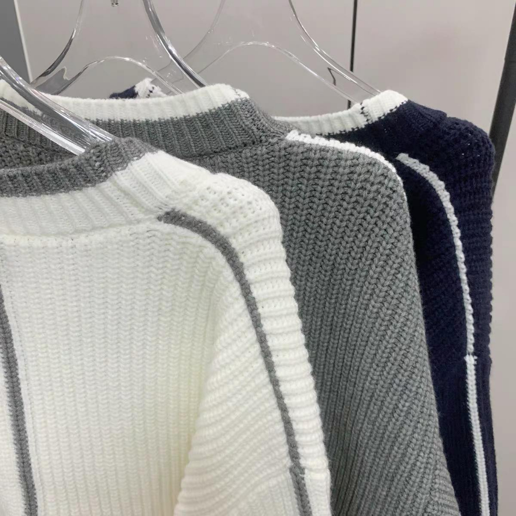 Áo Cardigan Thom Broww 4 Vạch Kẻ Tay💕Áo Khoác Ngoài Chất Len Tăm Dày Dặn Dáng Rộng Unisex