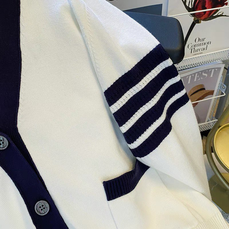 Áo Cardigan Thom Broww 4 Vạch Kẻ Tay💕Áo Khoác Ngoài Chất Len Tăm Dày Dặn Dáng Rộng Unisex