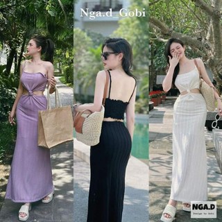 Váy 2s body hở eo dáng dài sang chảnh hết nấc