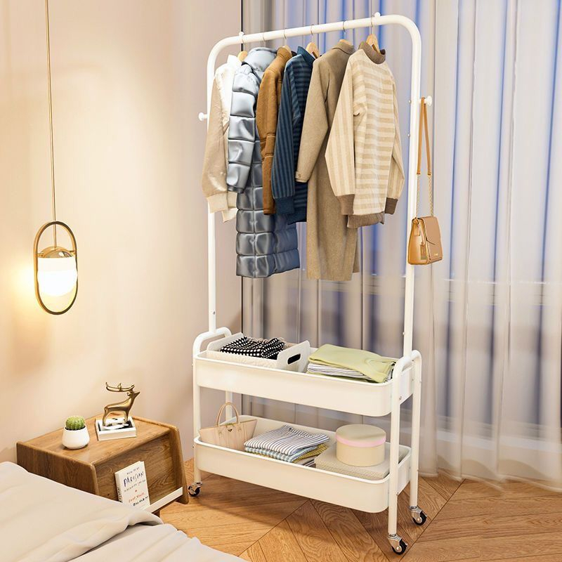 Giá Treo Quần Áo 2 Tầng Có Bánh Xe, Kệ Treo Quần Áo Phòng Ngủ, Phòng Khách, Dùng Livetream, Kệ Spa Tiết Kiệm Không Gian
