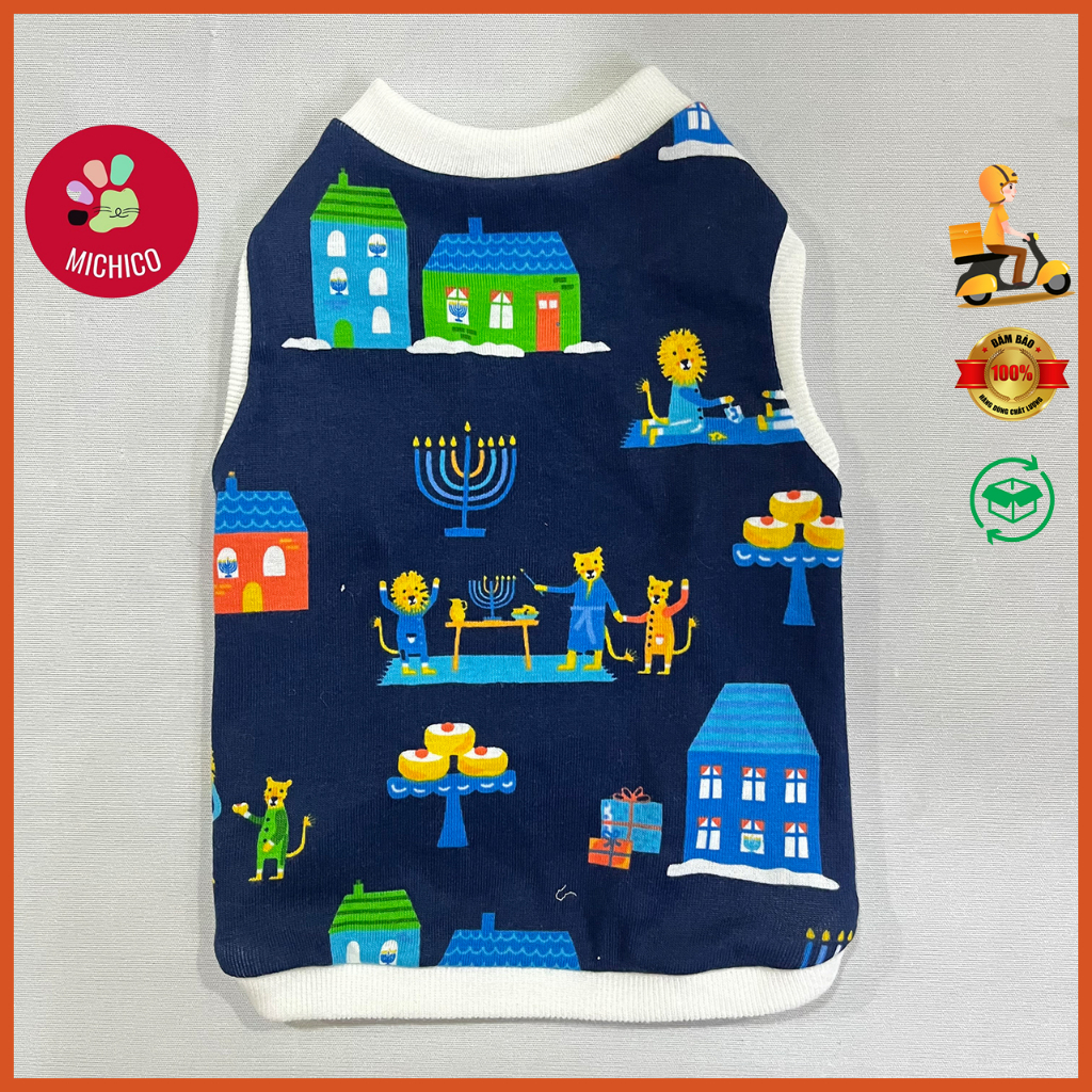 Áo Cho Chó Mèo 3 Lỗ Vải Cotton– Áo 3 Lỗ Cho Thú Cưng Đủ Size