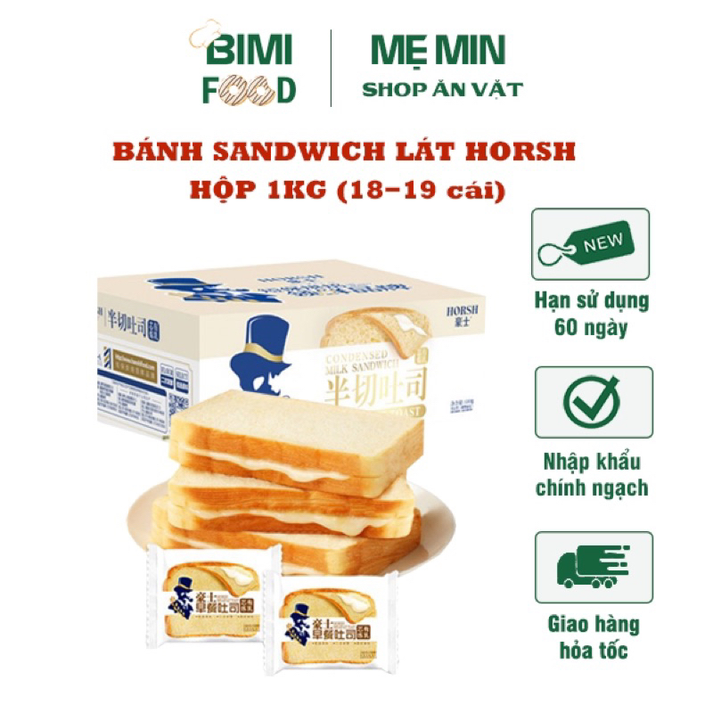 Box 1kg bánh sandwich lát kẹp sữa horsh ông già