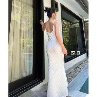 Váy 2s body hở lưng dáng dài cực hack dáng