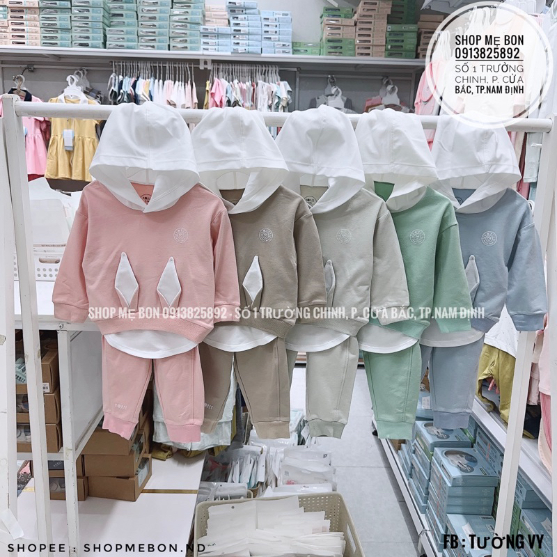 Set Hrnee nỉ áo Hoodie và quần dài cho bé trai bé gái
