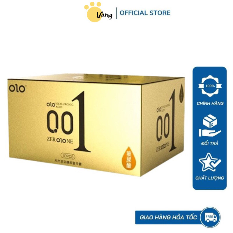 Bao cao su OLO 001 Vàng Gold, bcs 0.01 siêu mỏng hạt gai nổi kéo dài thời gian quan hệ