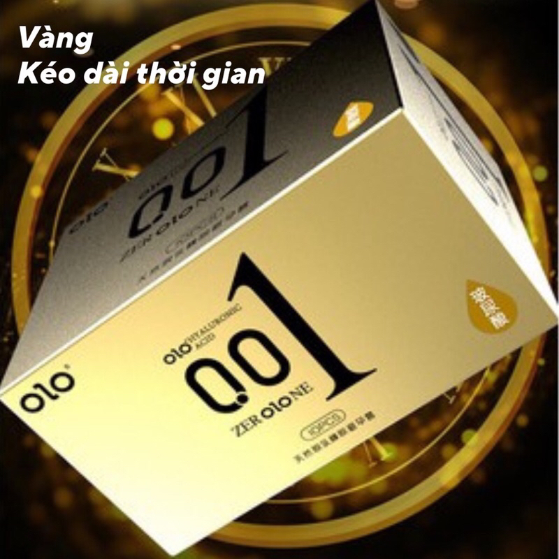 Bao cao su OLO 001 Vàng Gold, bcs 0.01 siêu mỏng hạt gai nổi kéo dài thời gian quan hệ