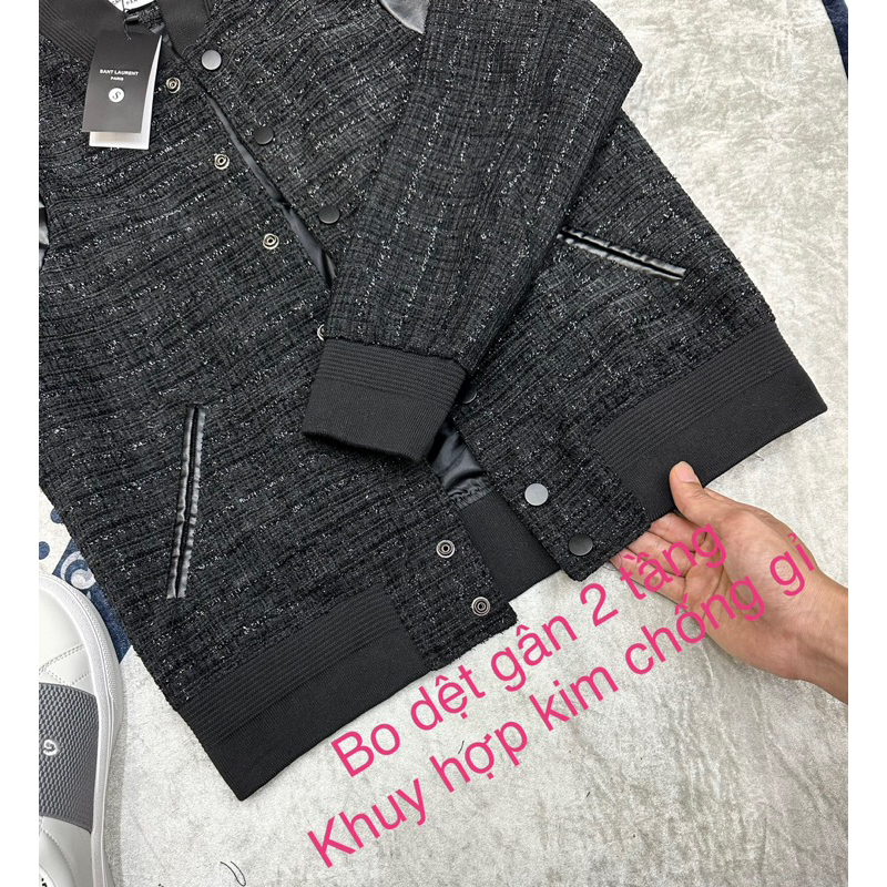Áo khoác dạ tweed nhũ full ảnh thật - dáng Teddy kim tuyến