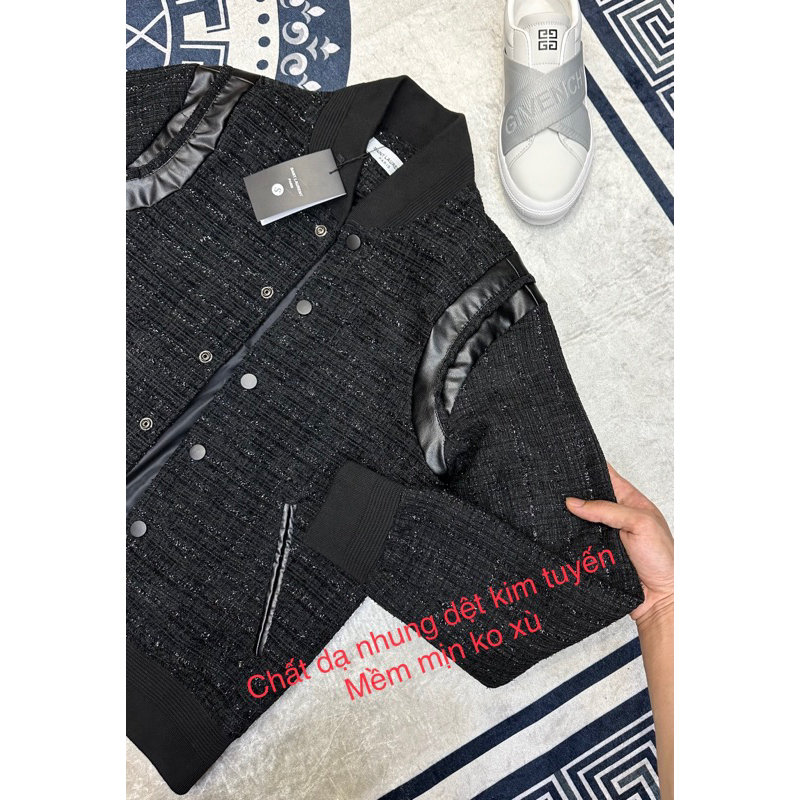 Áo khoác dạ tweed nhũ full ảnh thật - dáng Teddy kim tuyến