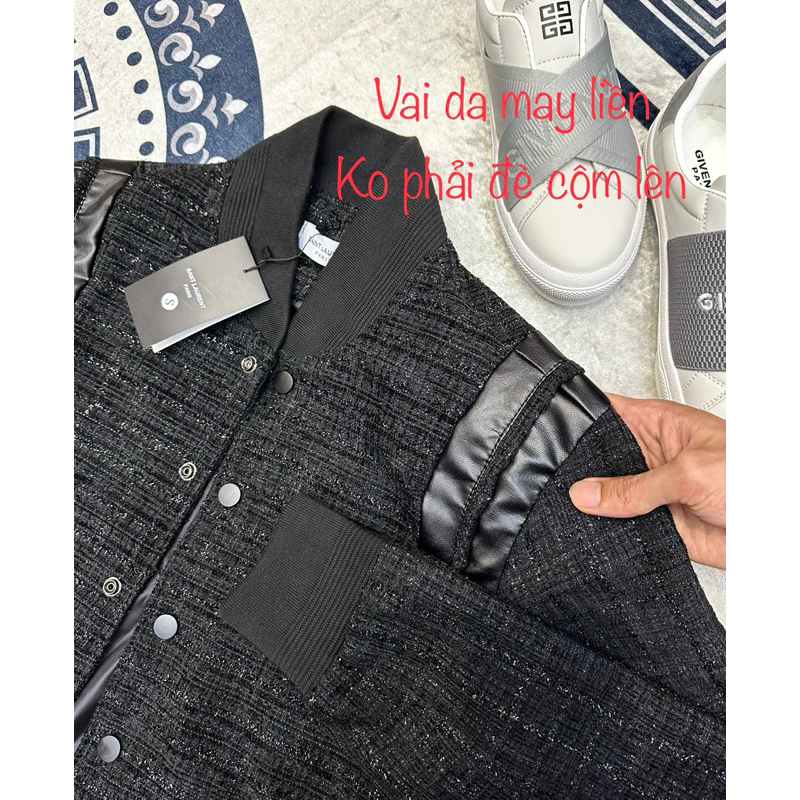 Áo khoác dạ tweed nhũ full ảnh thật - dáng Teddy kim tuyến