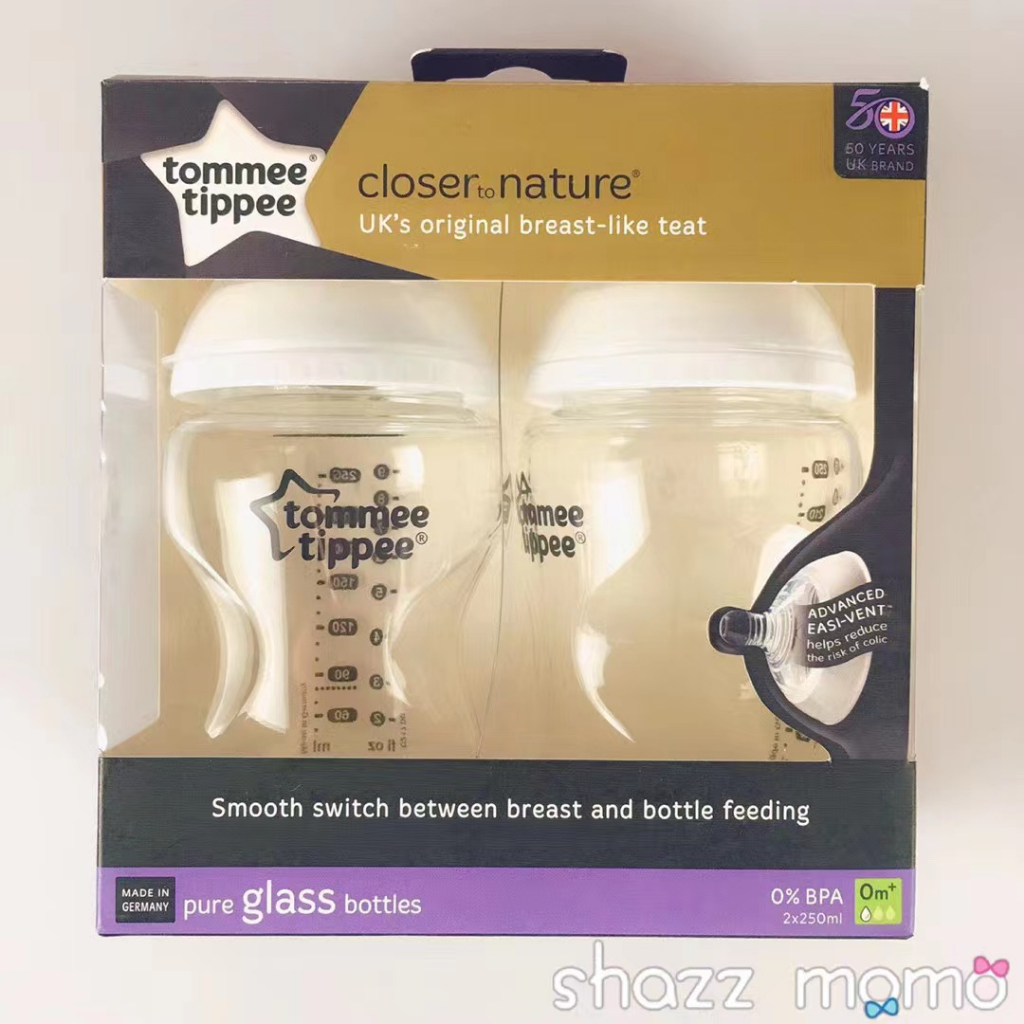 Bình sữa thủy tinh tommee tippee 250ml bộ 2 cái 0 tháng trở lên