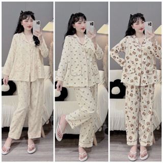 Bộ bầu - bộ sau sinh - BỘ DÀI ĐŨI LANH DÀI HÌNH CỔ PIZAMA - Nhiều Màu