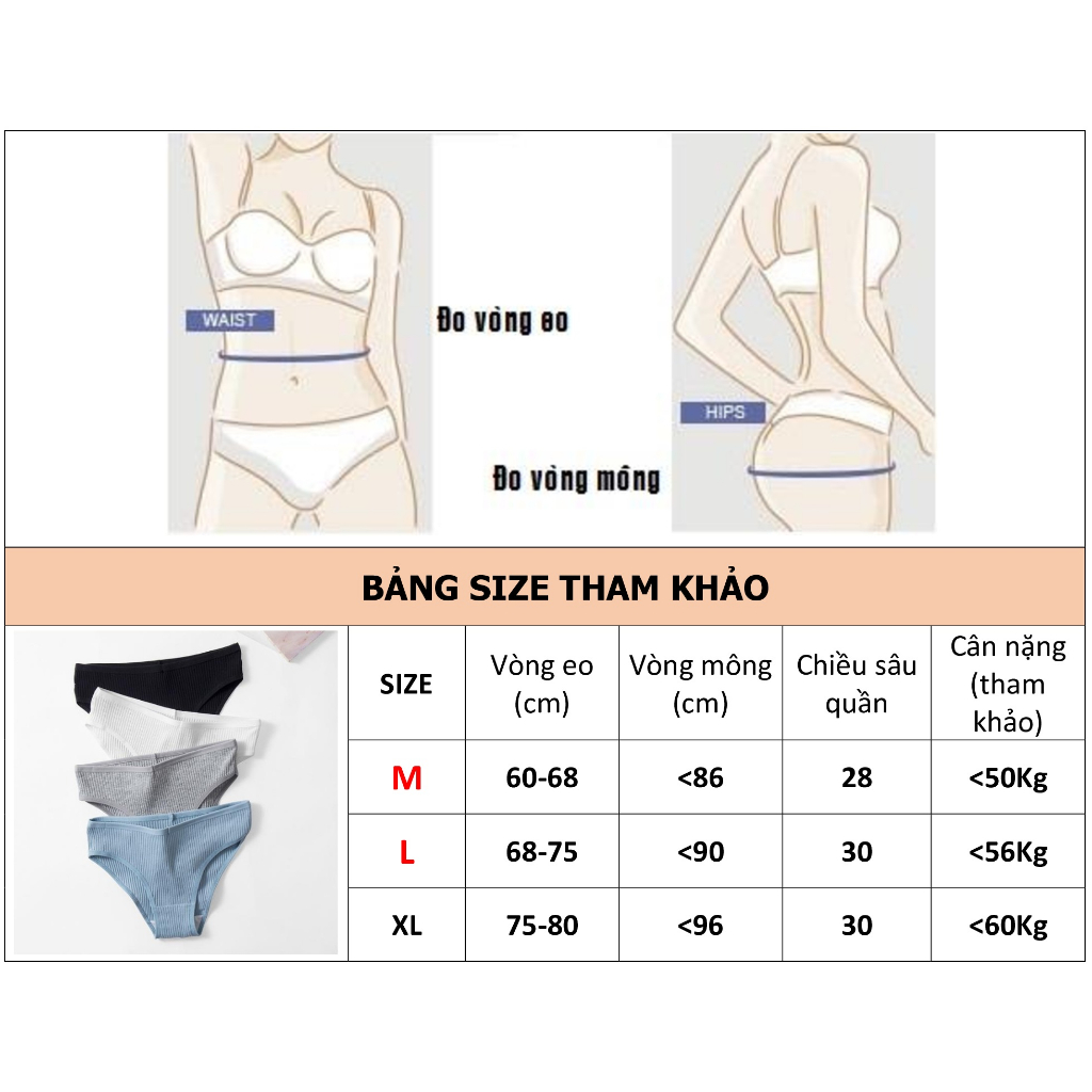 Quần lót nữ cotton thun gân đáy bằng giữa eo NuciFera_QN24