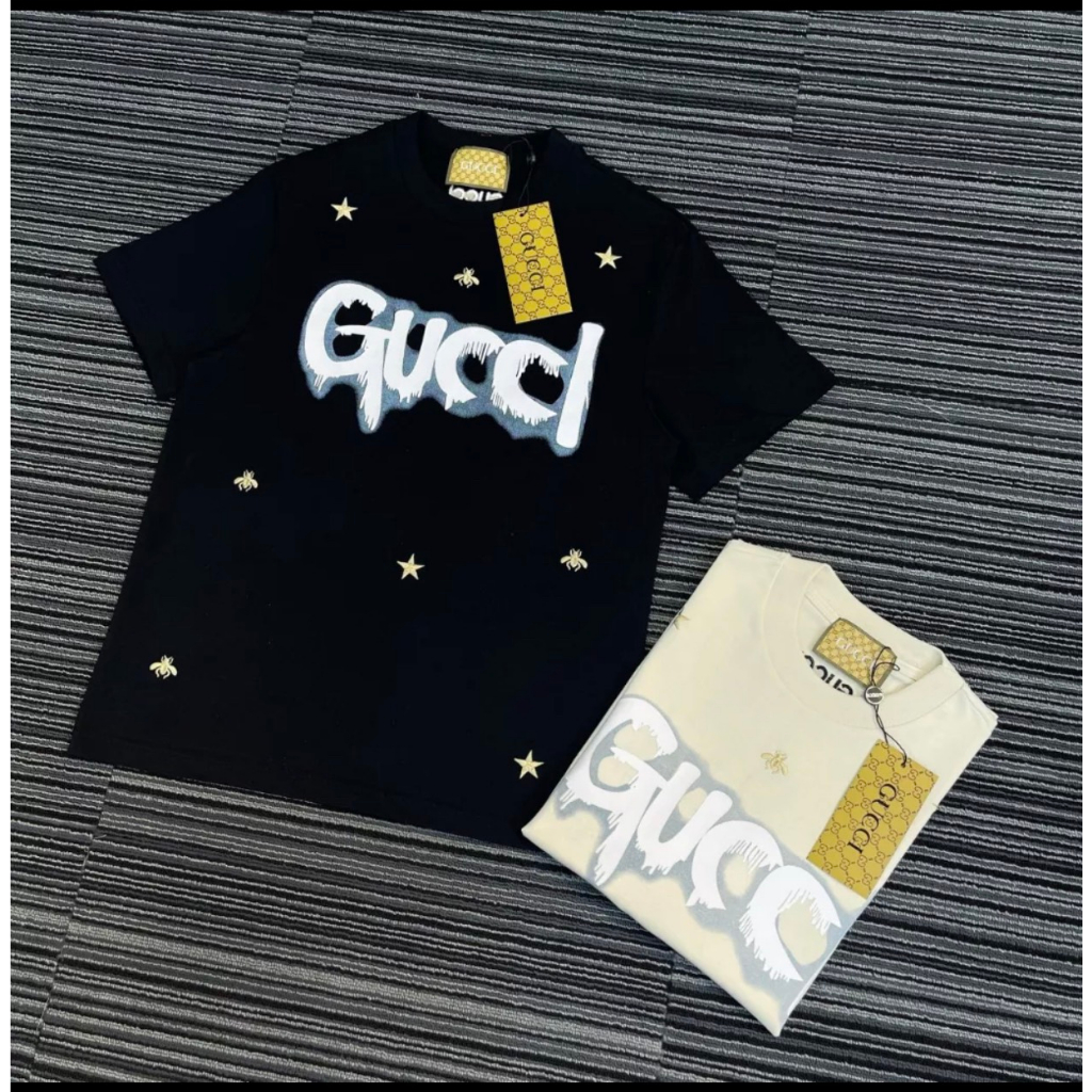 Áo Phông Gucci Thêu Ong Chất Cotton Lạnh - Áo Thun Nam Nữ GC Thêu Ong Phong Cách Boy Phố