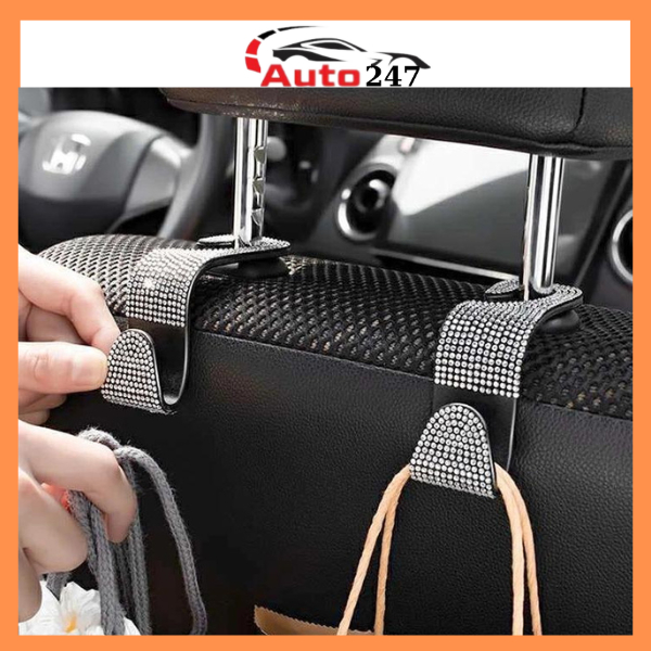 Móc treo đồ sau ghế ô tô đính đá cao cấp chất liệu nhựa ABS chắc chắn
