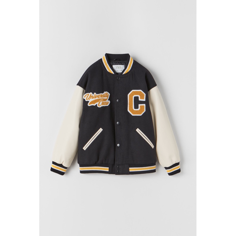 Áo Bomber Bé Trai & Bé Gái Chữ C Đen ZR