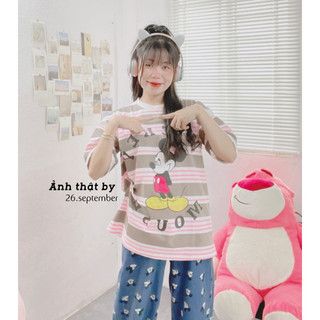 Set áo thun Mickey phối jean suông hot hit