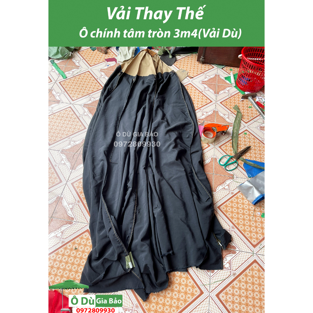 Vải thay thế ô dù chính tâm 3m4 12nan