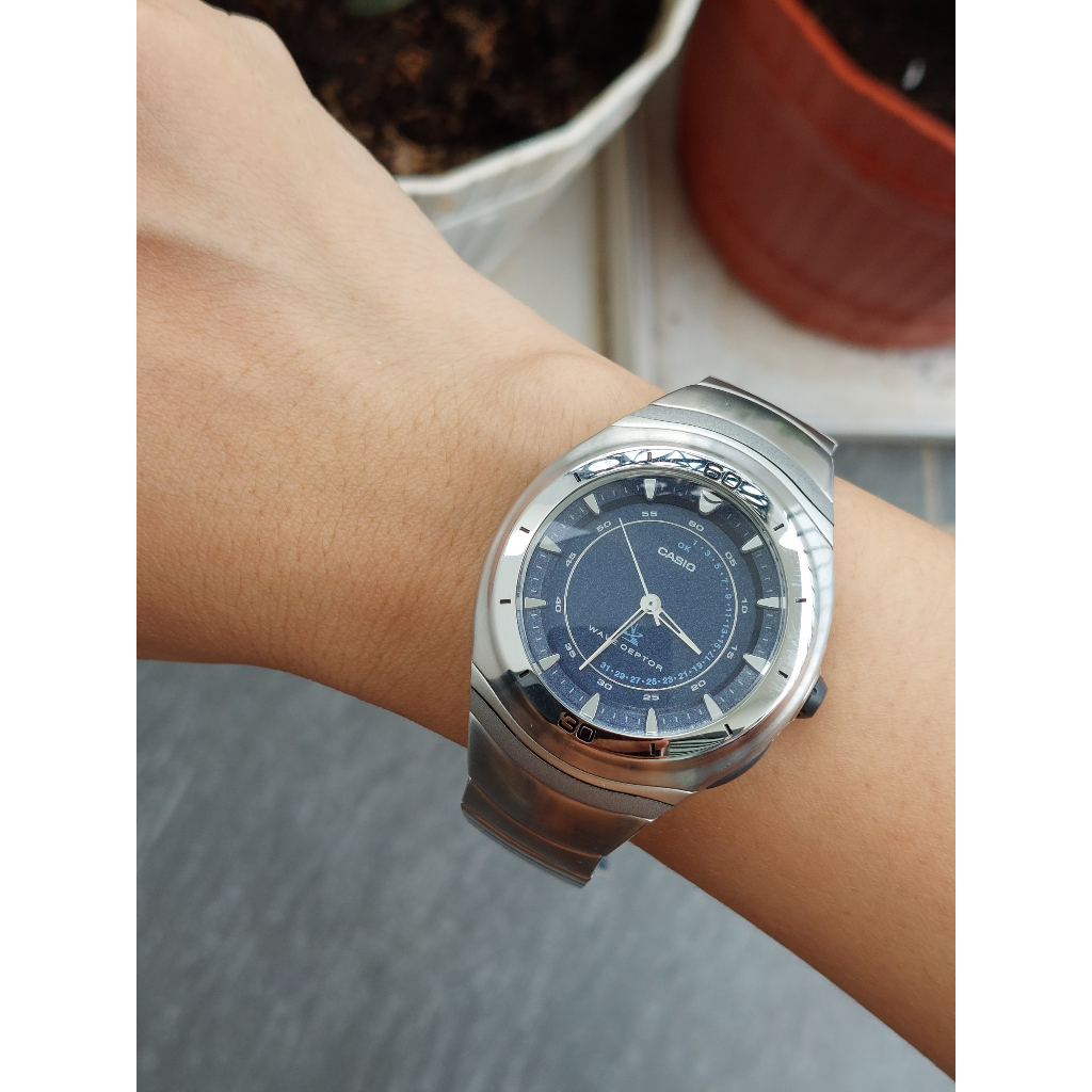 Đồng hồ nam Casio mặt xanh ánh kim hàng Nhật chạy pin