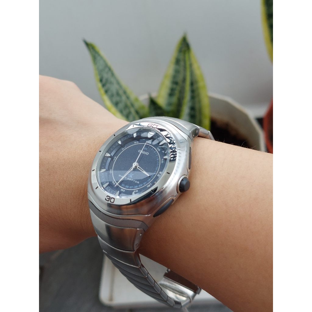 Đồng hồ nam Casio mặt xanh ánh kim hàng Nhật chạy pin