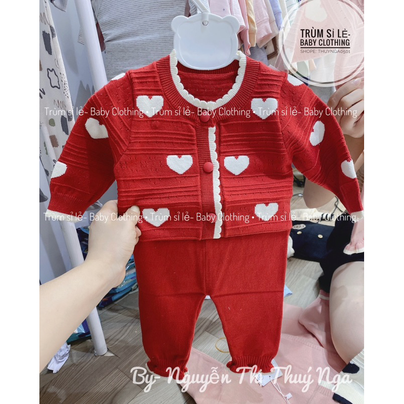 Bộ quần áo len đáng yêu cho bé gái phong cách Hàn