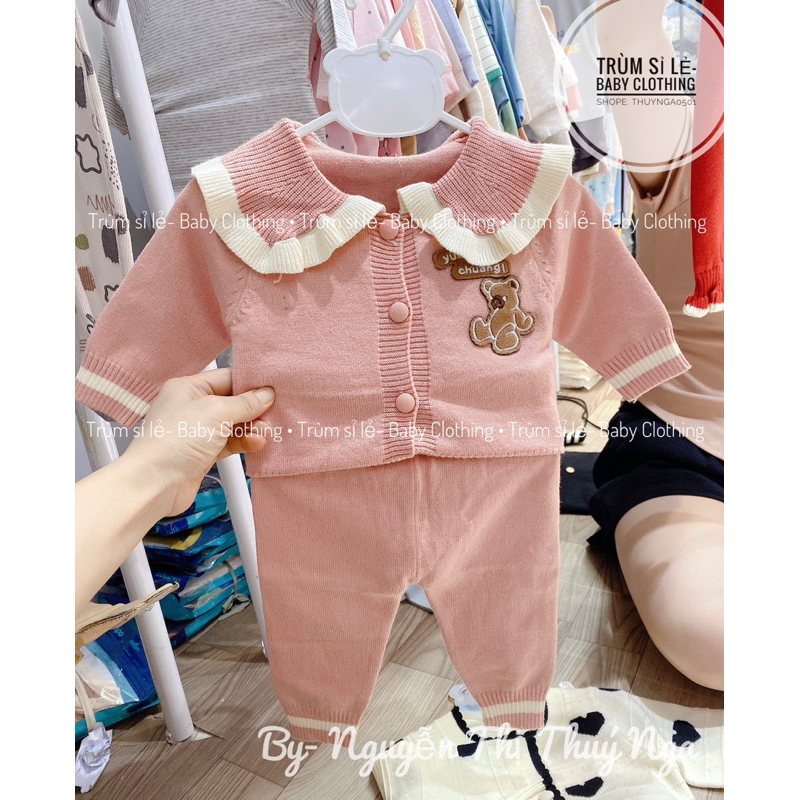 Bộ quần áo len đáng yêu cho bé gái phong cách Hàn